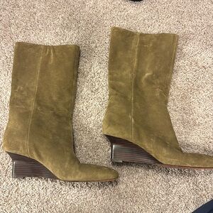 Vince calf height suede wedges